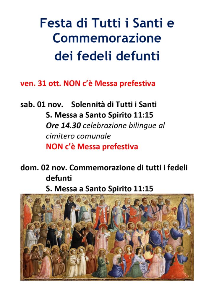 Festa di tutti i Santi e Commemorazione dei fedeli defunti