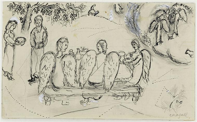 Marc Chagall Abraham and three Angels