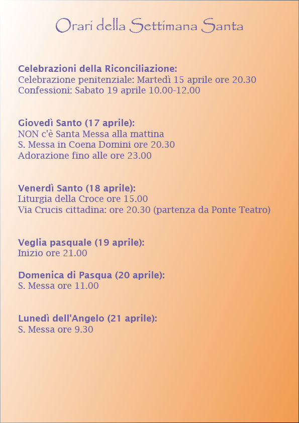 Orari Settimana Santa 2025