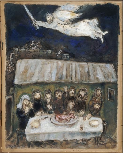 Gli Israeliti mangiano l'agnello pasquale